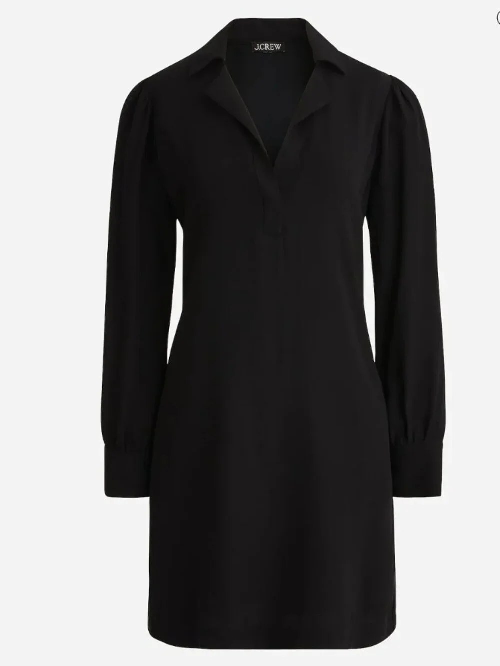 J. Crew Long Sleeve Shift Dress in Black Crepe Minimalist Workwear Women's M NWT